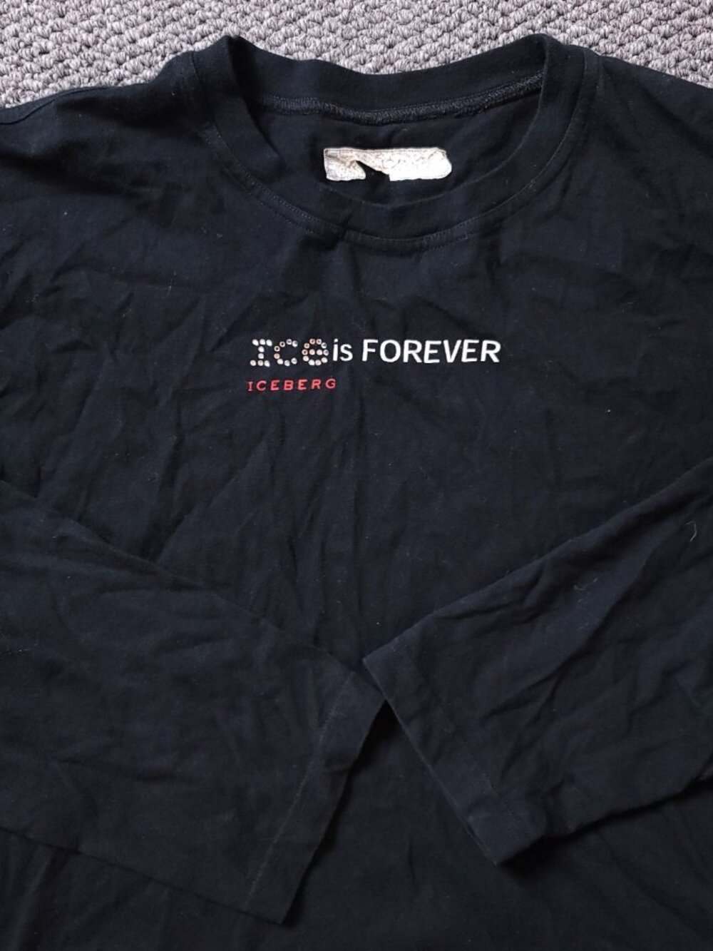 Iceberg Shirt Mens L Large  Ice Is Forever Gilmar Cotton Black Italy Long Sleeve